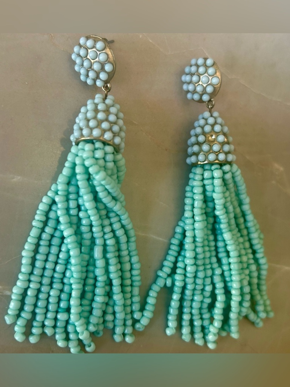 BaubleBar Turquoise Beaded Tassel Drop Earrings, 4” - Picture 2 of 3